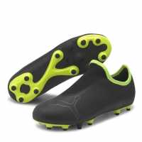 Puma Finesse Laceless Fg Football Boots Childrens Black/FluYellow Детски футболни бутонки