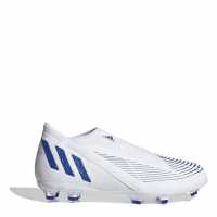 Adidas Predator .3 Laceless Childrens Fg Football Boots White/Blue Футболни стоножки
