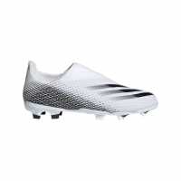 Adidas X .3 Laceless Childrens Fg Football Boots White/MetSilver Детски футболни бутонки