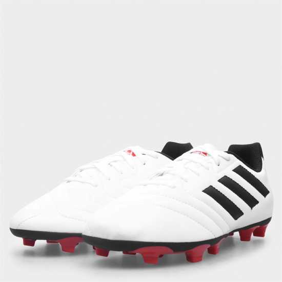 Adidas Детски Футболни Бутонки Goletto Viii Firm Ground Football Boots Kids White/Solar Red Футболни стоножки