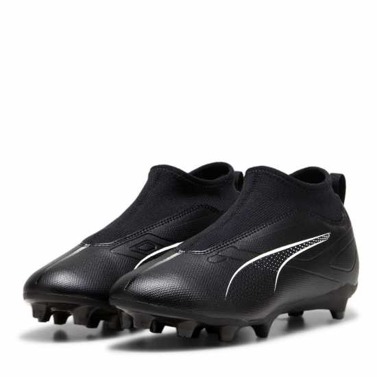 Puma Ultra Match+ Laceless Junior Firm Ground Football Boots Черно/Бяло 