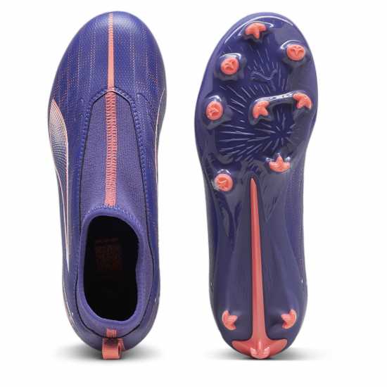 Puma Ultra Match+ Laceless Junior Firm Ground Football Boots Лилаво/Бяло/Оранжево 