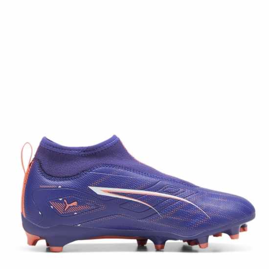 Puma Ultra Match+ Laceless Junior Firm Ground Football Boots Лилаво/Бяло/Оранжево 