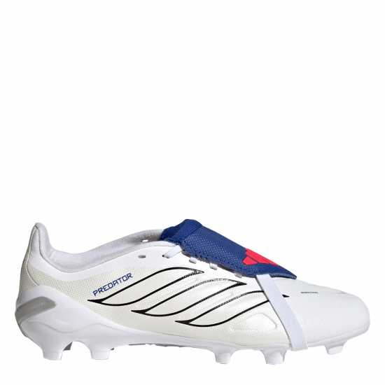 Adidas Детски Футболни Бутонки Predator Fold-Over Tongue League Firm Ground Football Boots Juniors White/Blue 