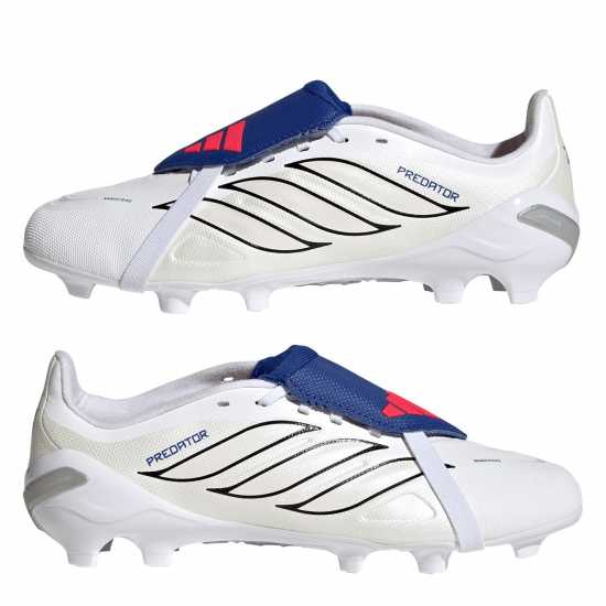 Adidas Детски Футболни Бутонки Predator Fold-Over Tongue League Firm Ground Football Boots Juniors White/Blue 