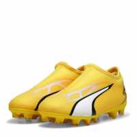 Puma Ultra Match.3 Laceless Junior Firm Ground Football Boots Yellow/White Детски футболни бутонки