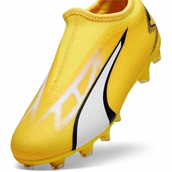 Puma Ultra Match.3 Laceless Junior Firm Ground Football Boots Yellow/White Детски футболни бутонки