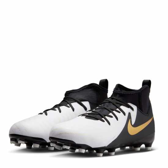 Nike Детски Футболни Бутонки Phantom Luna Ii Academy Firm Ground Football Boots Junior White/Blk/Gold Детски футболни бутонки