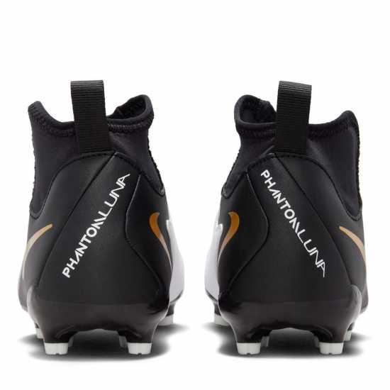 Nike Детски Футболни Бутонки Phantom Luna Ii Academy Firm Ground Football Boots Junior White/Blk/Gold Детски футболни бутонки