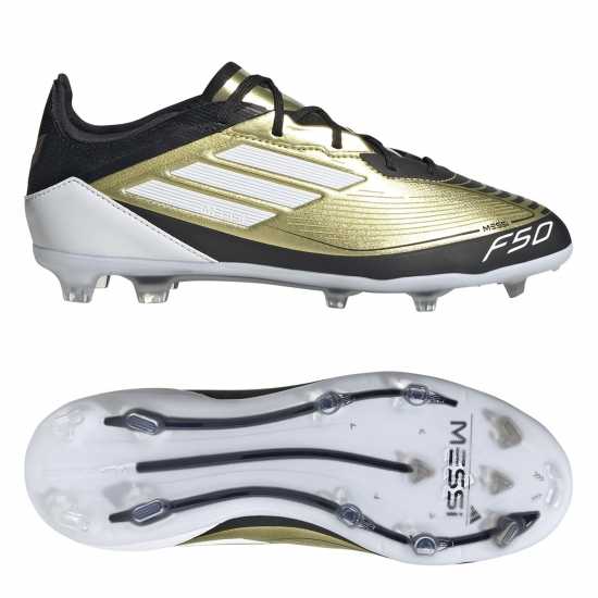 Adidas F50 Elite Juniors Firm Ground Football Boots Gold/Black Детски футболни бутонки