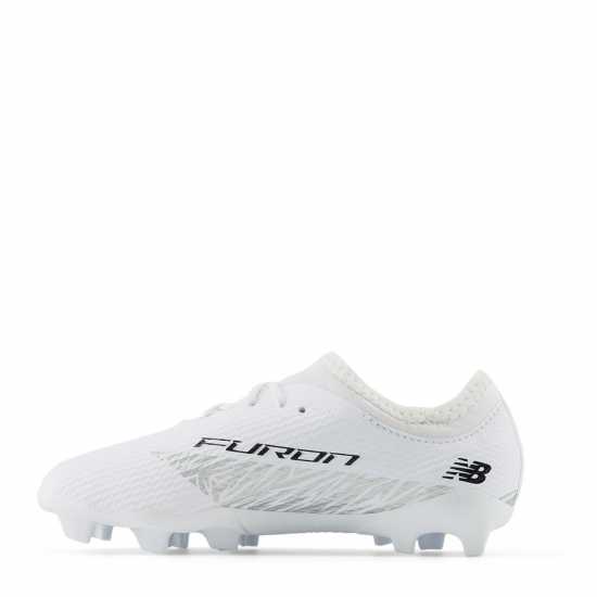 New Balance Balance Furon V8 White Silver Firm Ground Football Boots Boys  