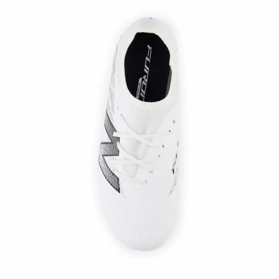 New Balance Balance Furon V8 White Silver Firm Ground Football Boots Boys  