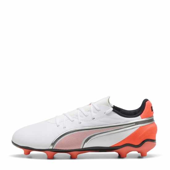 Puma King Match Junior Firm Ground Football Boots White/Red Детски футболни бутонки