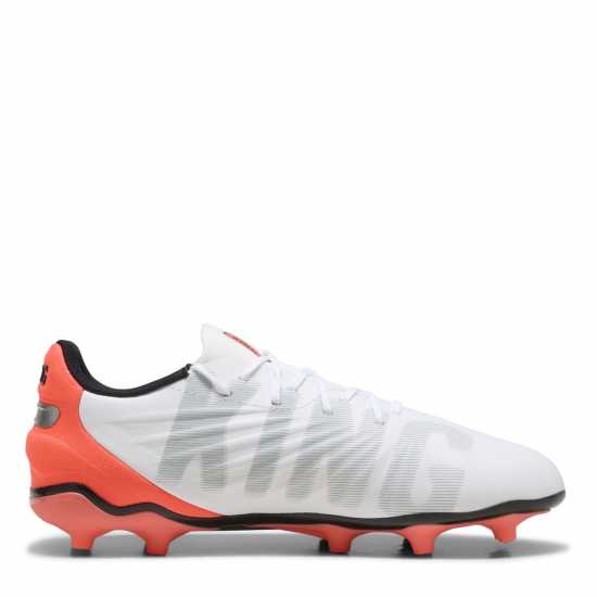 Puma King Match Junior Firm Ground Football Boots White/Red Детски футболни бутонки