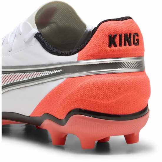 Puma King Match Junior Firm Ground Football Boots White/Red Детски футболни бутонки