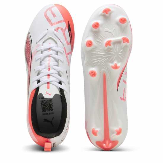 Puma Детски Футболни Бутонки Ultra Play Firm Ground Football Boots Juniors Бяло/Червено Детски футболни бутонки