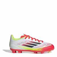 Adidas F50 League Junior Firm Ground Football Boots Бяло/Червено 