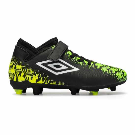 Umbro Form Firm Ground Football Boots Child Черно/Бяло/Зелено Детски футболни бутонки
