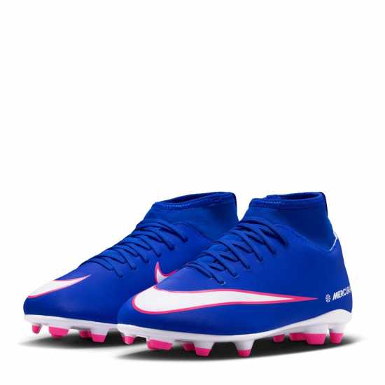 Nike Mercurial Superfly 10 Junior Firm Ground Football Boots Blue/Wht/Pink 