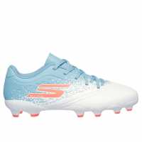 Skechers Razor Juniors Firm Ground Football Boots White/Blue Детски футболни бутонки