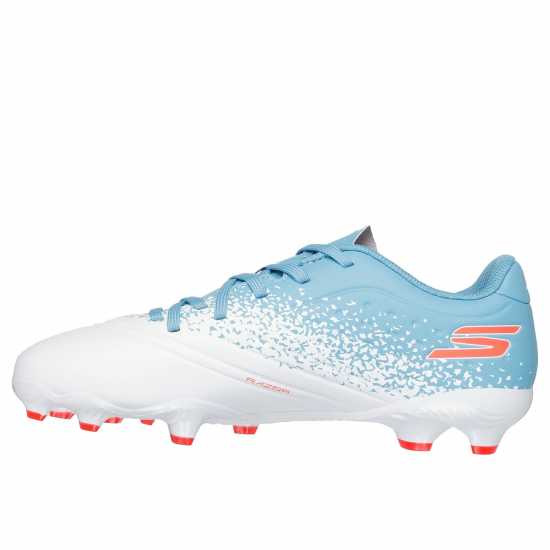 Skechers Razor Juniors Firm Ground Football Boots White/Blue Детски футболни бутонки