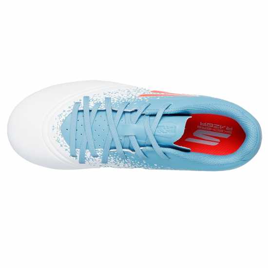 Skechers Razor Juniors Firm Ground Football Boots White/Blue Детски футболни бутонки
