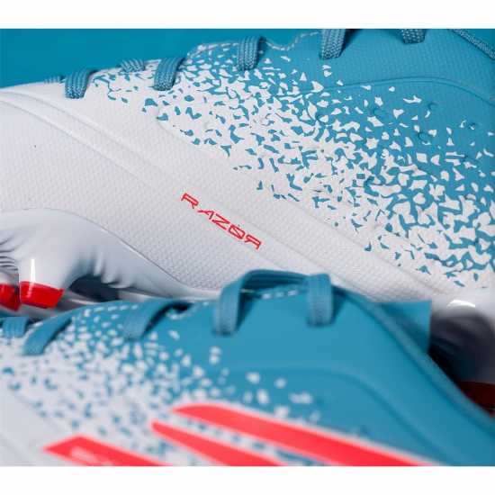 Skechers Razor Juniors Firm Ground Football Boots White/Blue Детски футболни бутонки