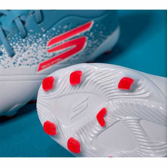 Skechers Razor Juniors Firm Ground Football Boots White/Blue Детски футболни бутонки