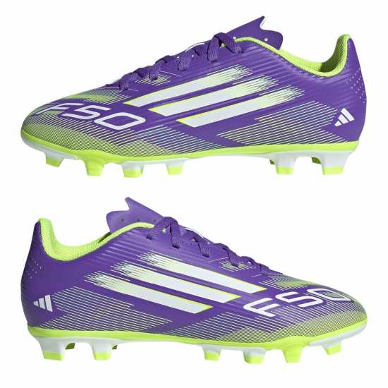 Детски футболни бутонки Adidas F50 Club Juniors Firm Ground Football Boots Purple/White Adidas F50 Club Juniors Firm Ground Football Boots Purple/White Детски футболни бутонки