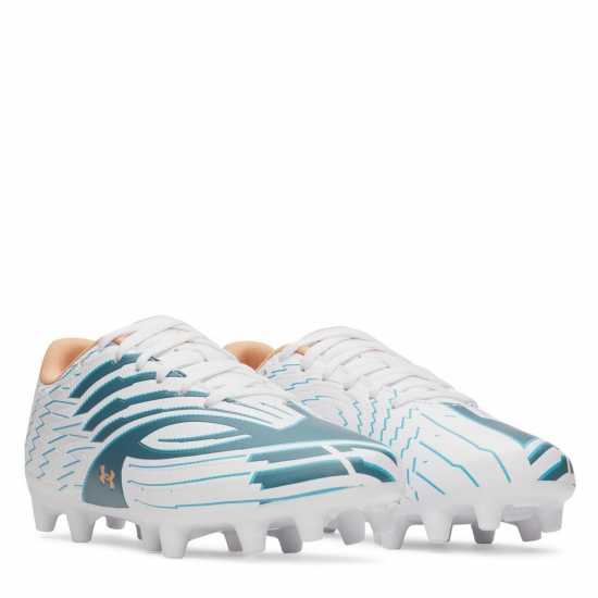 Under Armour Kids' Firm Ground Football Boots White/Blue 