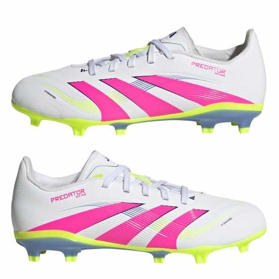 Adidas Predator League Juniors Firm Ground Football Boots White/Pink 