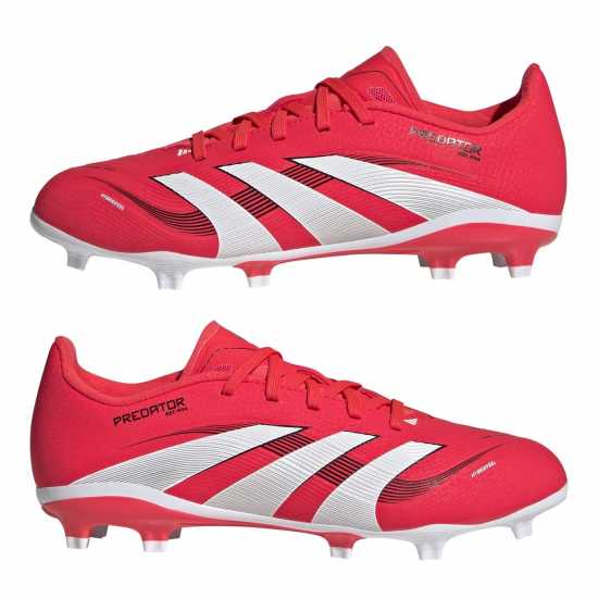 Adidas Predator League Juniors Firm Ground Football Boots Червено/Бяло 
