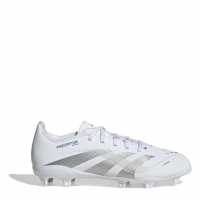 Adidas Predator League Juniors Firm Ground Football Boots White/Silver 