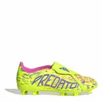 Adidas Predator League Fold-Over Tongue Junior Firm Ground Football Boots Жълто/Розово 