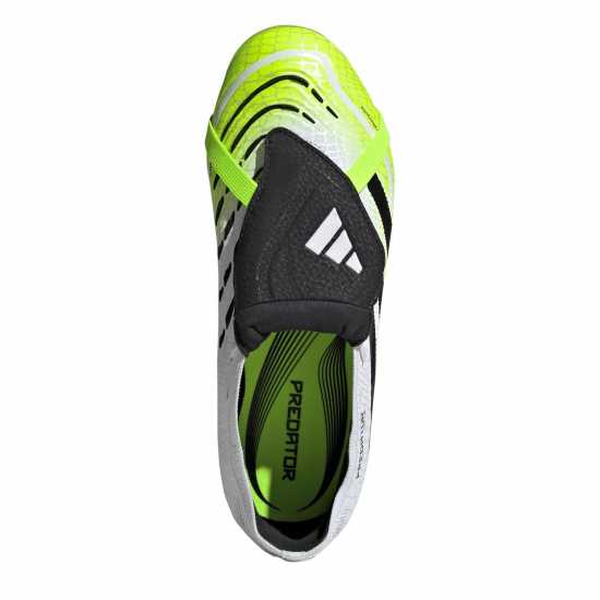 Adidas Predator Elite Fold-Over Tongue Junior Firm Ground Football Boots White/Blk/Lemon Детски футболни бутонки
