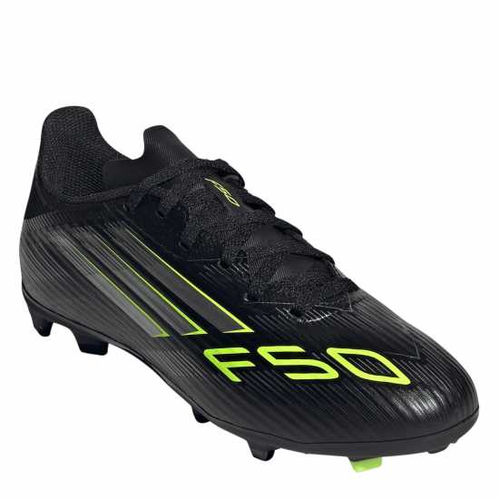 Adidas F50 League Juniors Firm Ground Football Boots Black/Lemon Детски футболни бутонки