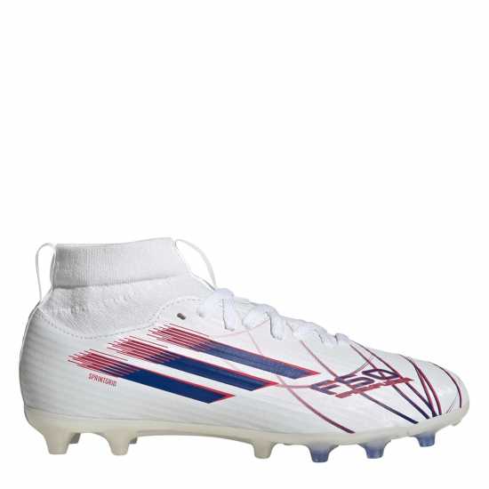 Adidas F50 League Juniors Firm Ground Football Boots White/Blue/Red Adidas F50 League Juniors Firm Ground Football Boots White/Blue/Red