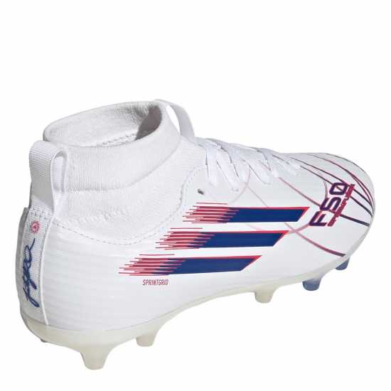 Adidas F50 League Juniors Firm Ground Football Boots White/Blue/Red Adidas F50 League Juniors Firm Ground Football Boots White/Blue/Red