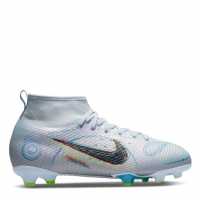 Nike Детски Футболни Бутонки Mercurial Superfly Pro Df Fg Junior Football Boots Light Grey/Blue Футболни стоножки