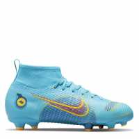 Nike Детски Футболни Бутонки Mercurial Superfly Pro Df Fg Junior Football Boots Blue/Orange Футболни стоножки