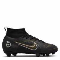 Nike Детски Футболни Бутонки Mercurial Superfly Pro Df Fg Junior Football Boots Black/Gold Футболни стоножки