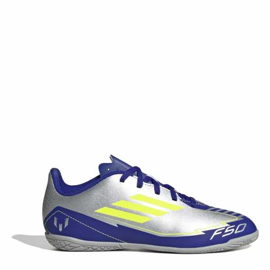 Adidas F50 Club Junior Indoor Football Boots Silver/Blue 