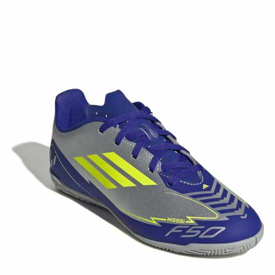 Adidas F50 Club Junior Indoor Football Boots Silver/Blue 
