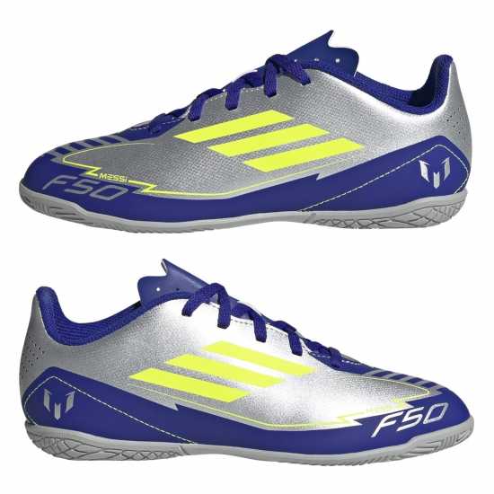 Adidas F50 Club Junior Indoor Football Boots Silver/Blue 