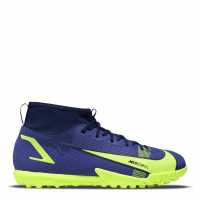 Nike Детски Маратонки Изкуствен Терен Mercurial Superfly Academy Df Junior Astro Turf Trainers Blue/Yellow Футболни стоножки