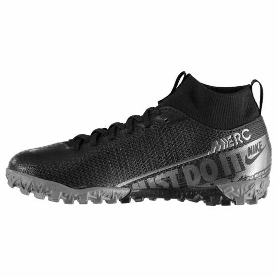 Nike Mercurial Superfly 9 Academy Juniors Turf Football Boots Black/Chrome - Футболни стоножки
