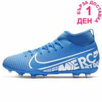 Nike Mercurial Superfly Club Df Junior Fg Football Boots BlueHero/White Футболни стоножки