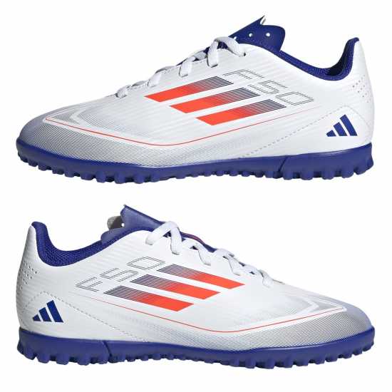 Adidas F50 Club Junior Astro Turf Football Boots Бяло/Червено/Синьо Детски футболни бутонки