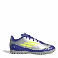 Adidas F50 Club Junior Astro Turf Football Boots Сребро/Синьо 