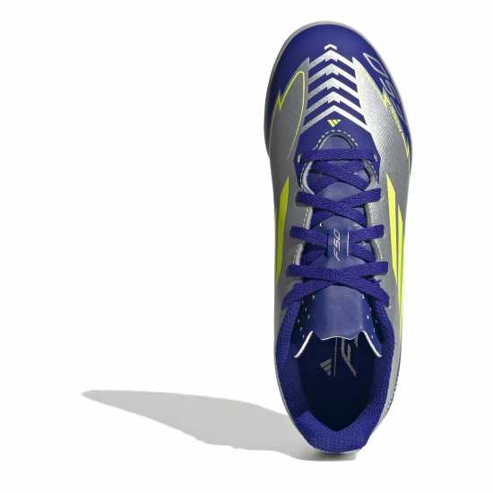 Adidas F50 Club Junior Astro Turf Football Boots Сребро/Синьо 
